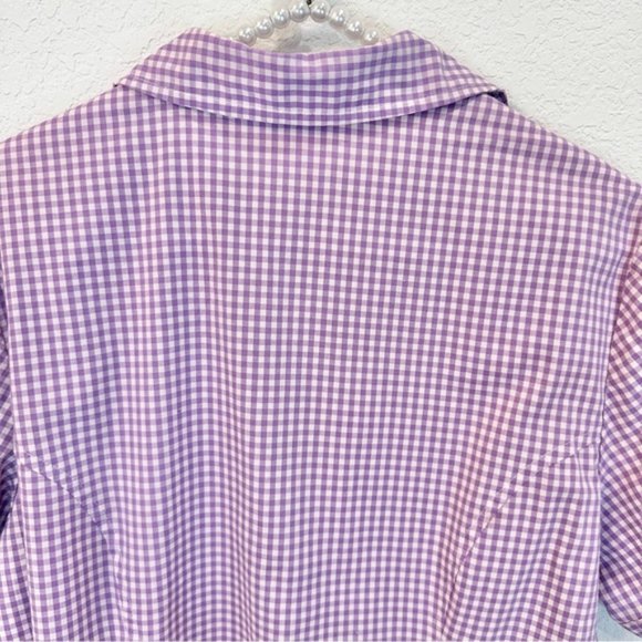 Riders by Lee Purple Lavender Gingham Short Sleeve Button Down Shirt Top Blouse - Picture 7 of 12